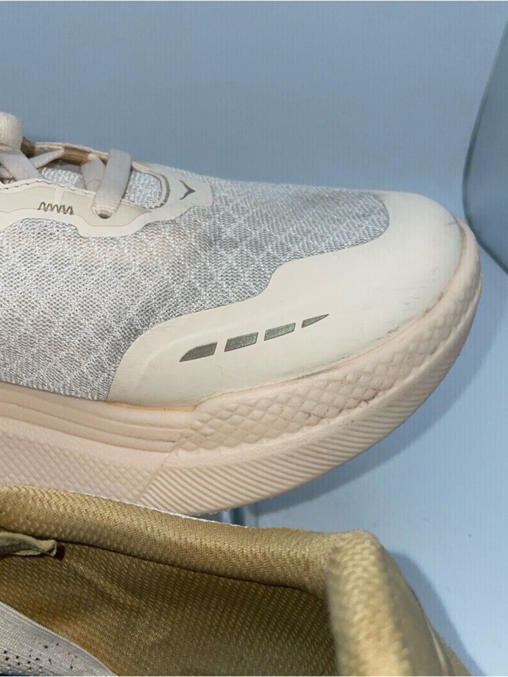 Hoka Men's Light Beige/Pale Pink Cushioned Running Shoes - Picture 4 of 11